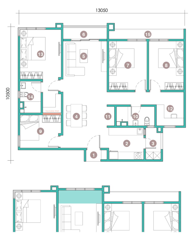 Exsim Damansara_D'Tessera_Layout_Type B1 1300sqft
