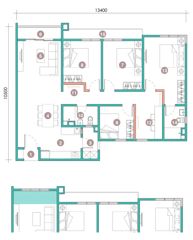 Exsim Damansara_D'Tessera_Layout_Type B1 1300sqft