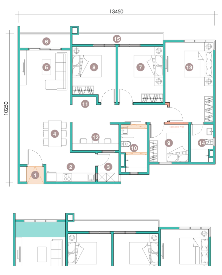 Exsim Damansara_D'Tessera_Layout_Type D1 1300sqft